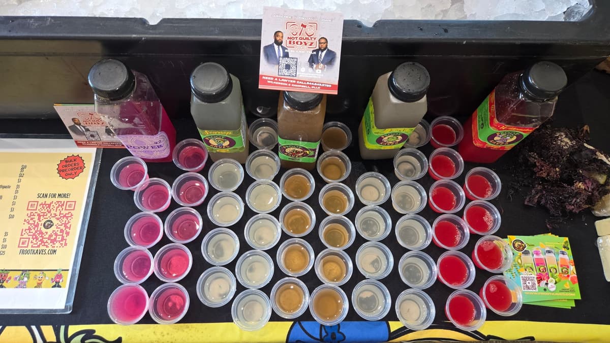 Froot Kaves samples table at a market event