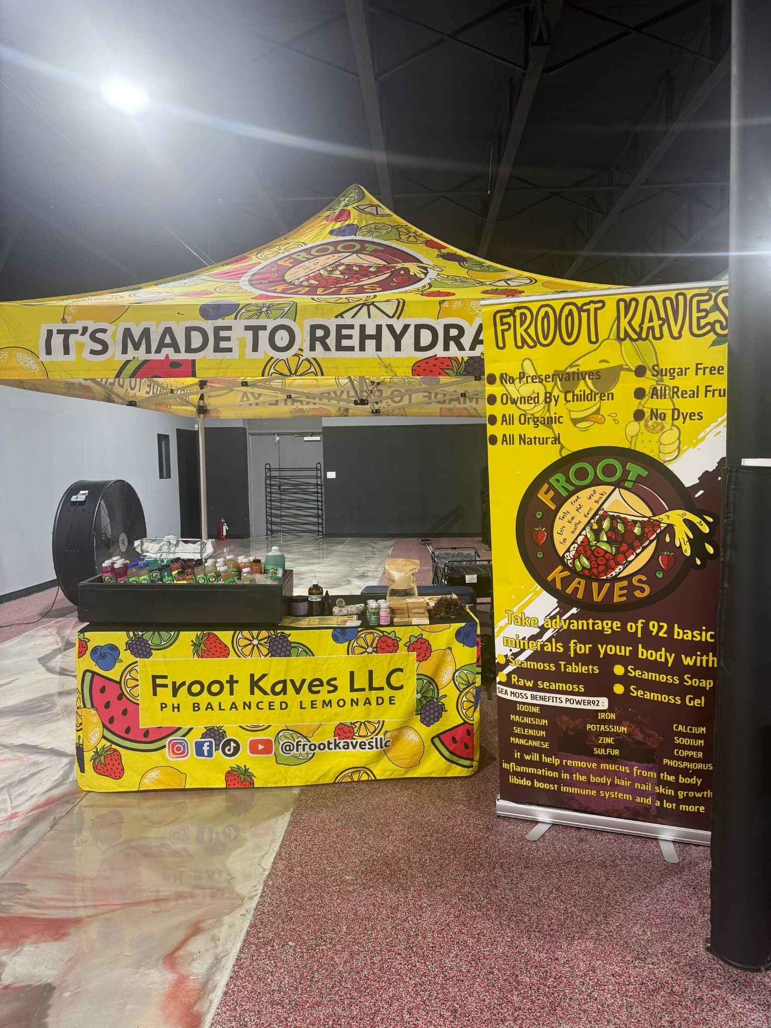 Froot Kaves tent setup at a Dallas market